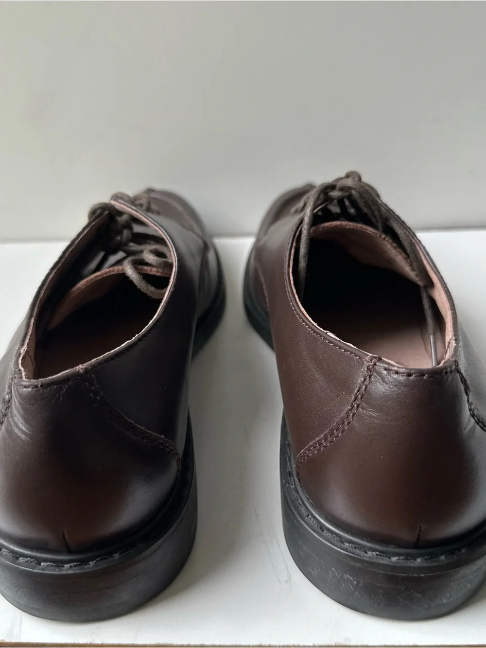 Lands' End Men's Brown Leather Lace-Up Moc Toe Oxford Dress Shoes Size 8D